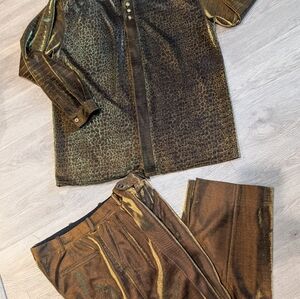 Vintage '90s Metallic Bronze Stage Shirt And Pants L